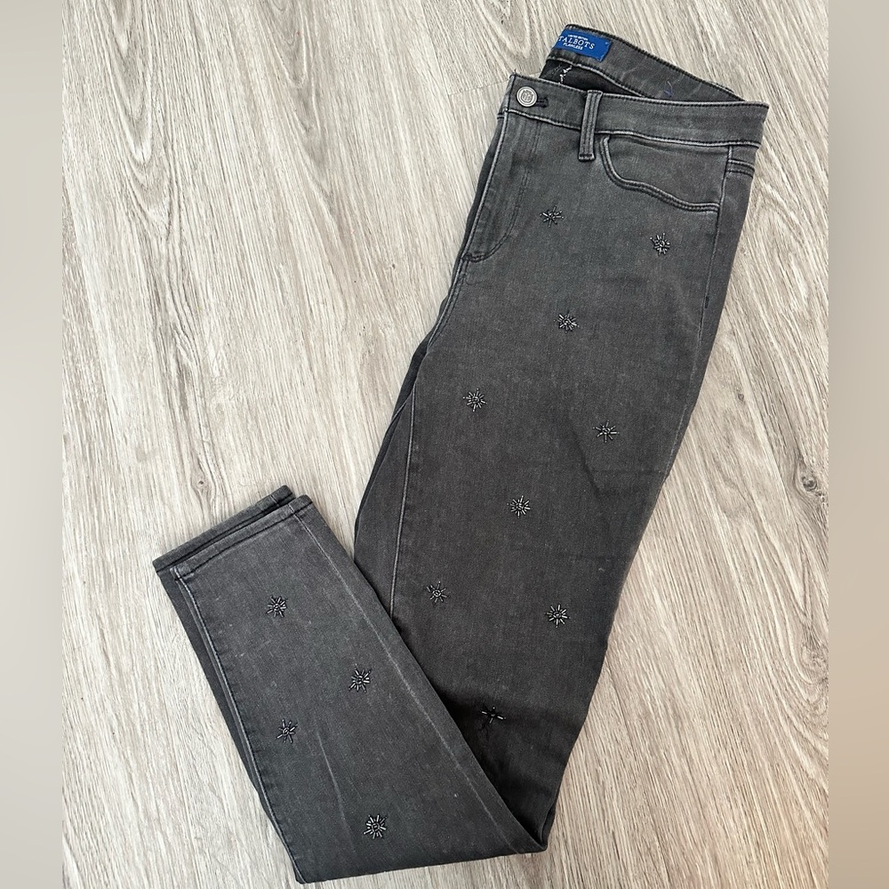Talbots| Limited Edition Embellished Gray Skinny Jeans